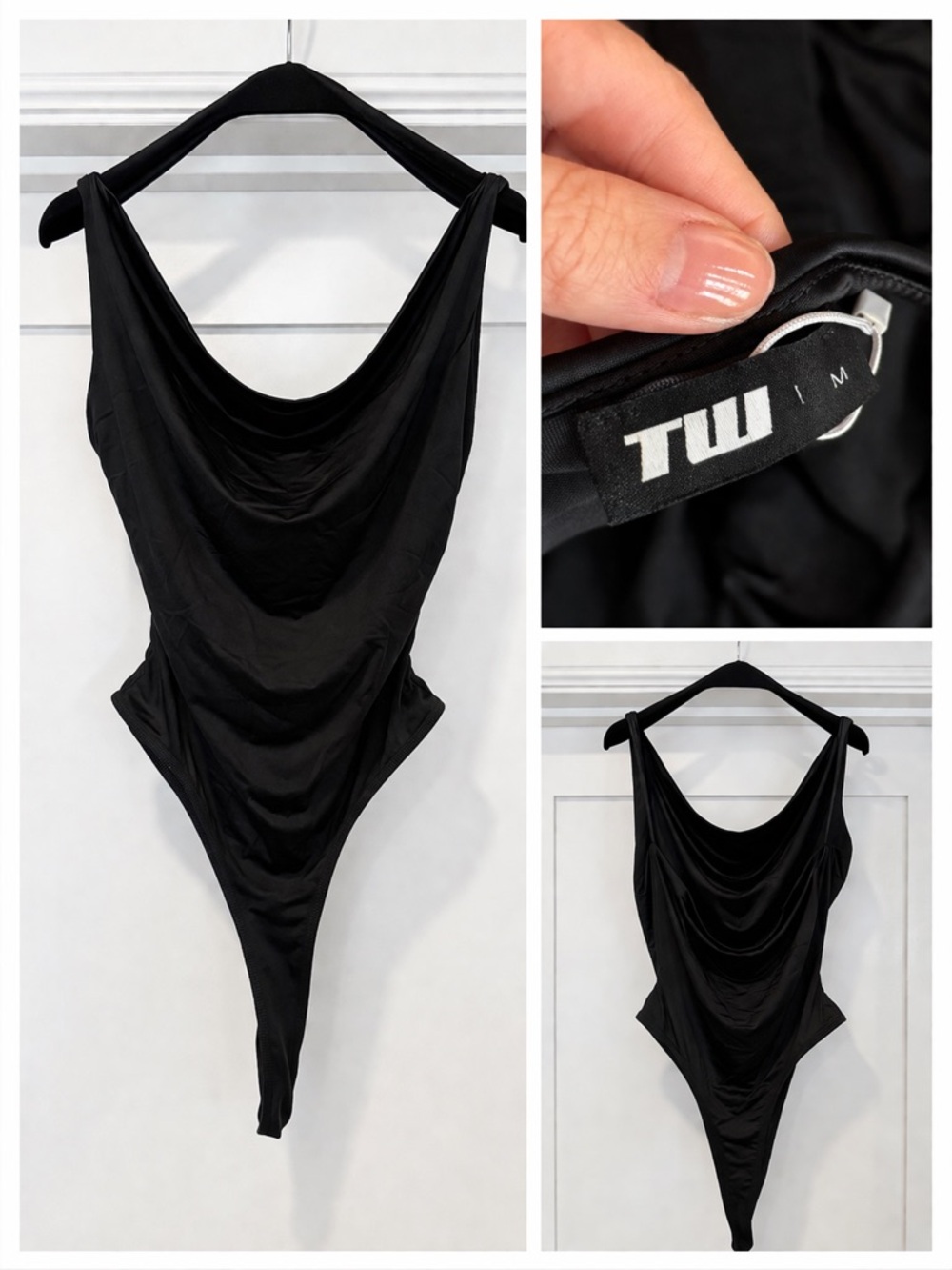 Tally Weijl Black Halter Cowl Neck Bodysuit - SBOPEDYNAMO - Size M